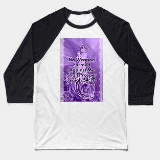 Isaiah 54-17 No Weapon Purple Aesthetic Bible Verse Baseball T-Shirt